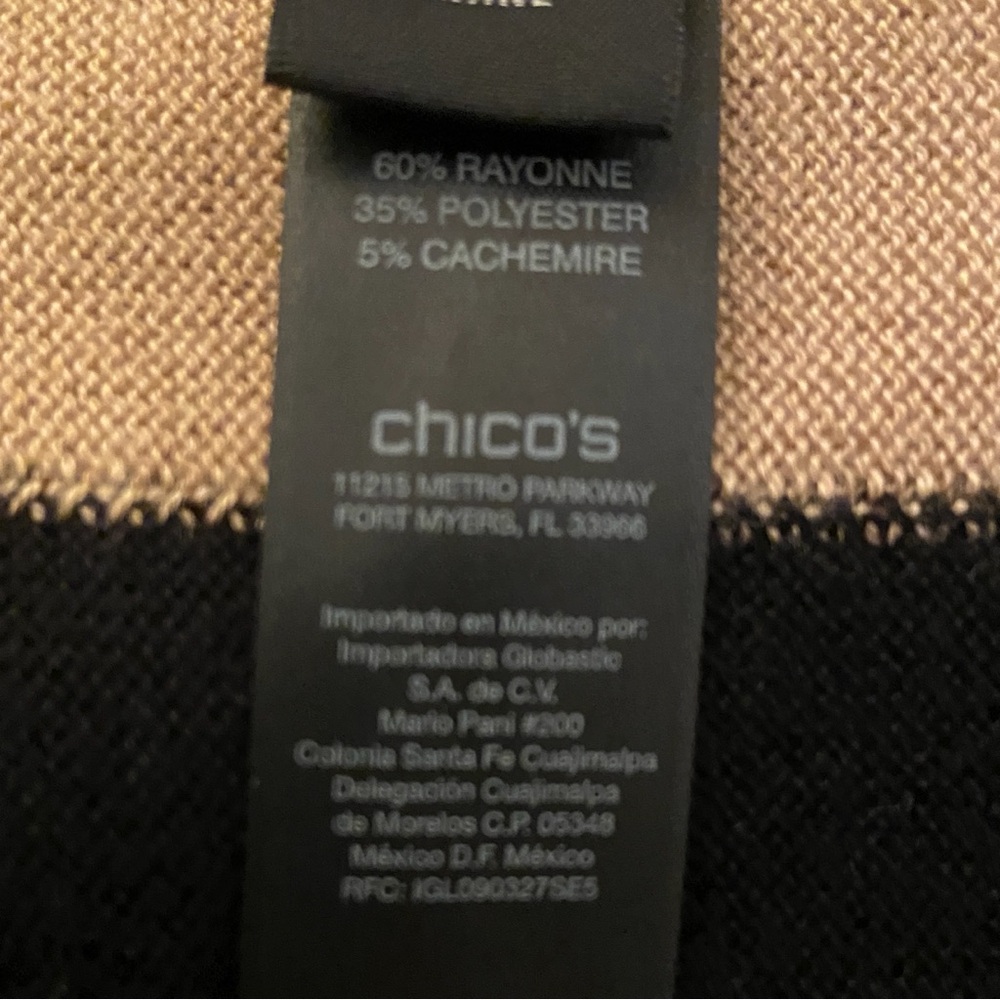 Chico's Size 3 (XL) Black and Tan Sweater Poncho - Picture 6 of 8